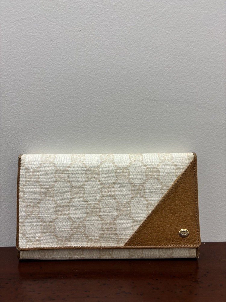 Gucci Vintage GG Monogram Bifold Wallet Brown Leather