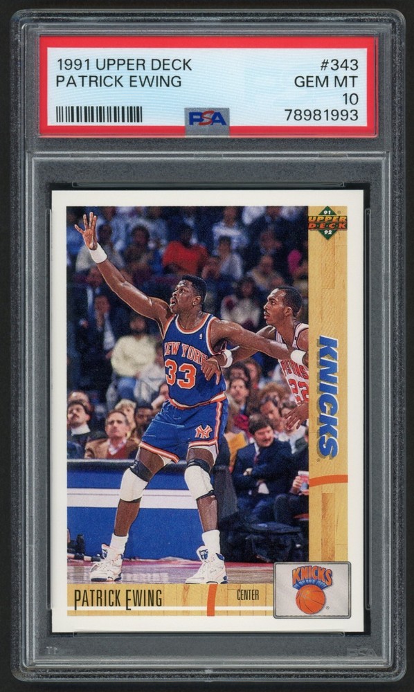 1991 Upper Deck Patrick Ewing #343 NY Knicks HOF PSA 10 Gem Mint Basketball Card