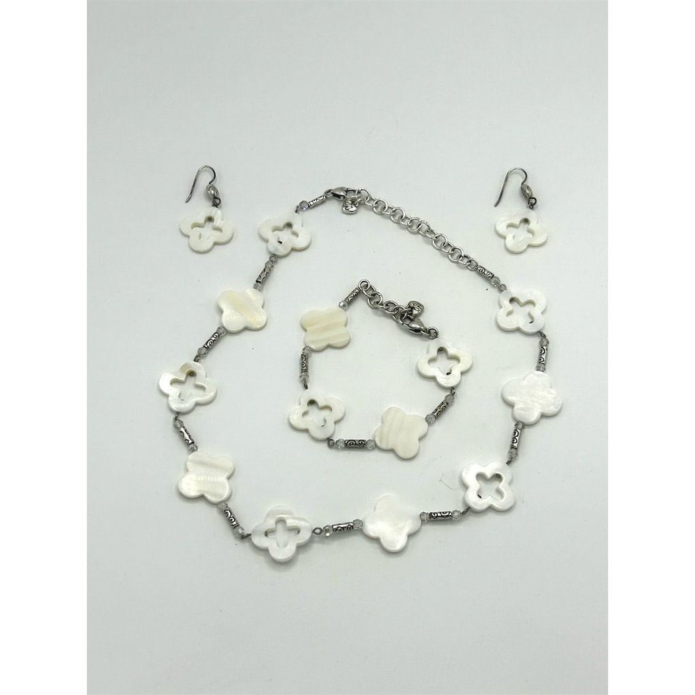Brighton Clover Jewelry Set with MOP Crystal Necklace Bracelet Earrings