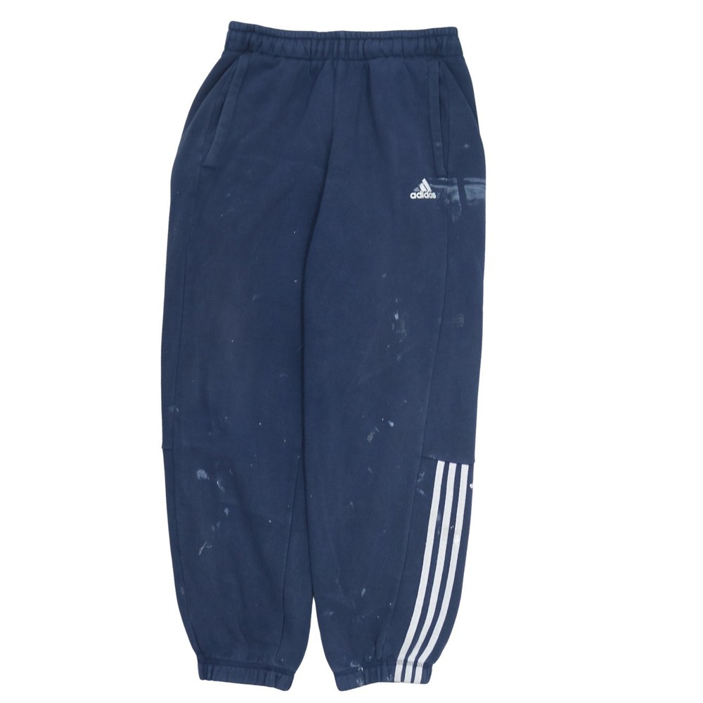 Adidas Mens Joggers Navy Blue Fleece Three Stripe Cuffed Track Sweatpants S