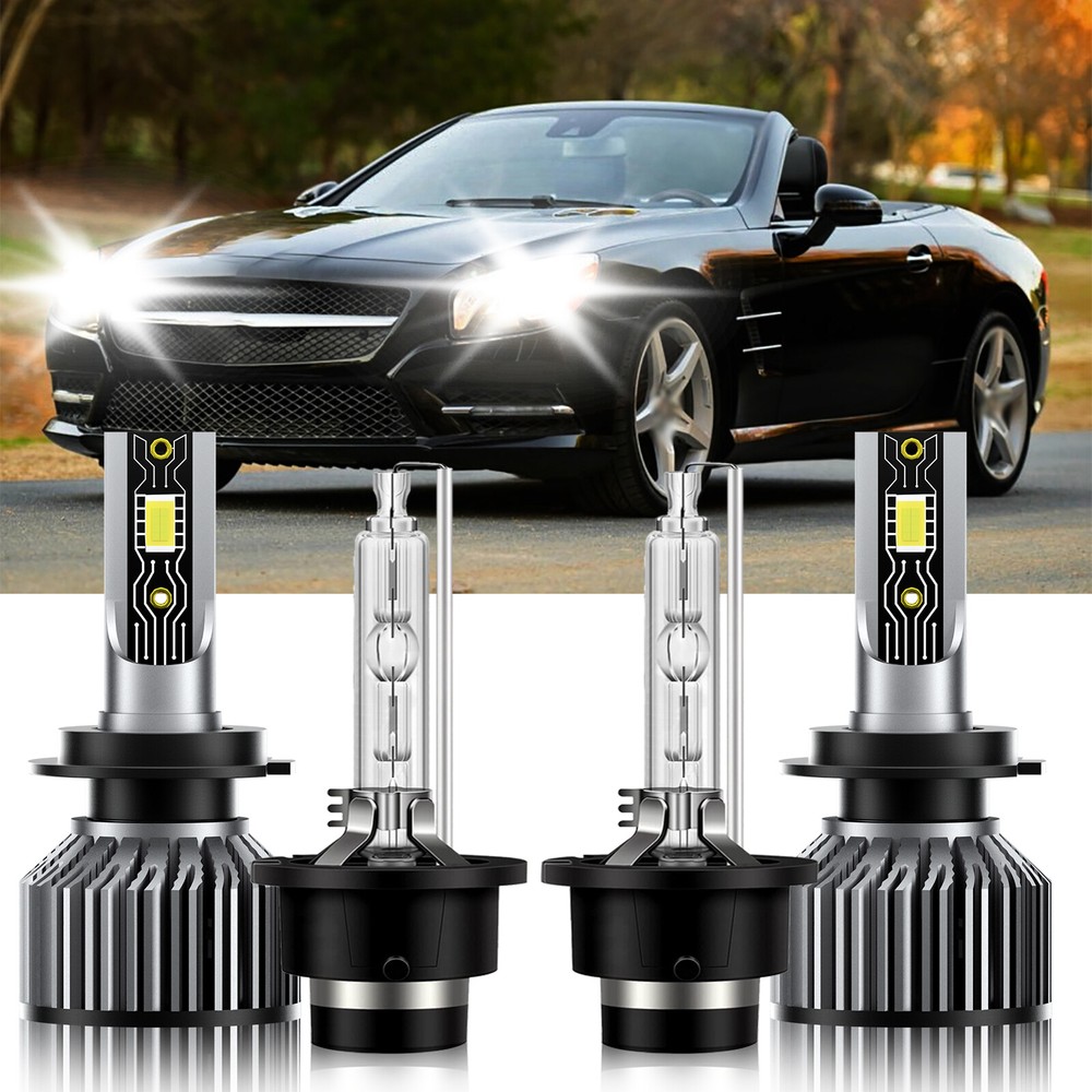 For Mercedes-Benz SL550 2007-2008 4x LED HID Headlight Bulbs High Low H7 D2S