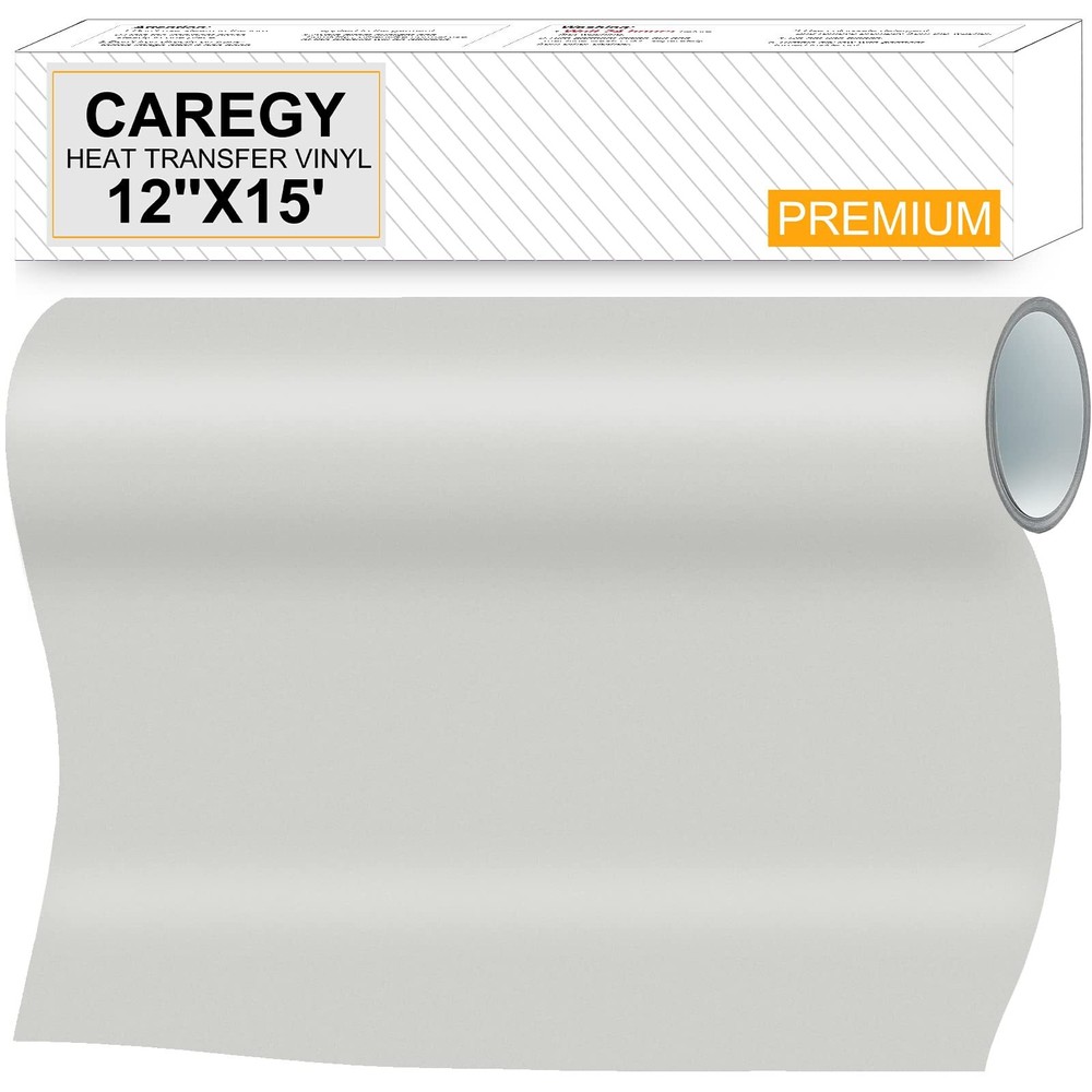 CAREGY Heat Transfer Vinyl HTV for T-Shirts 12 Inches by 15 Feet Roll (Silver)