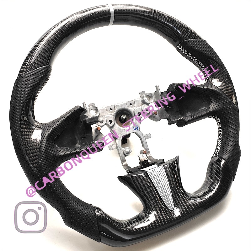 REAL CARBON FIBER Steering Wheel FOR INFINITI q50 WHITE  ACCENT  2014-2017YEARS