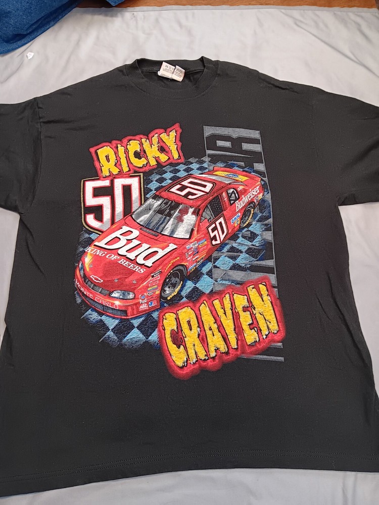 Vintage Competitors View Ricky Craven #50 Bud King Of Beers Black Shirt Size XL