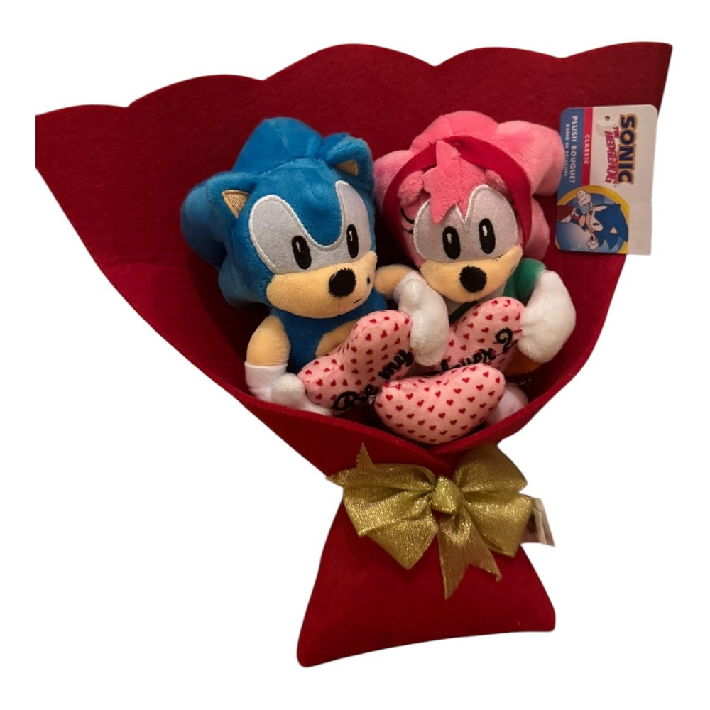 SEGA Sonic and Amy Rose 14 Inch Easter Plush Bouquet Stuffed Toy Gift
