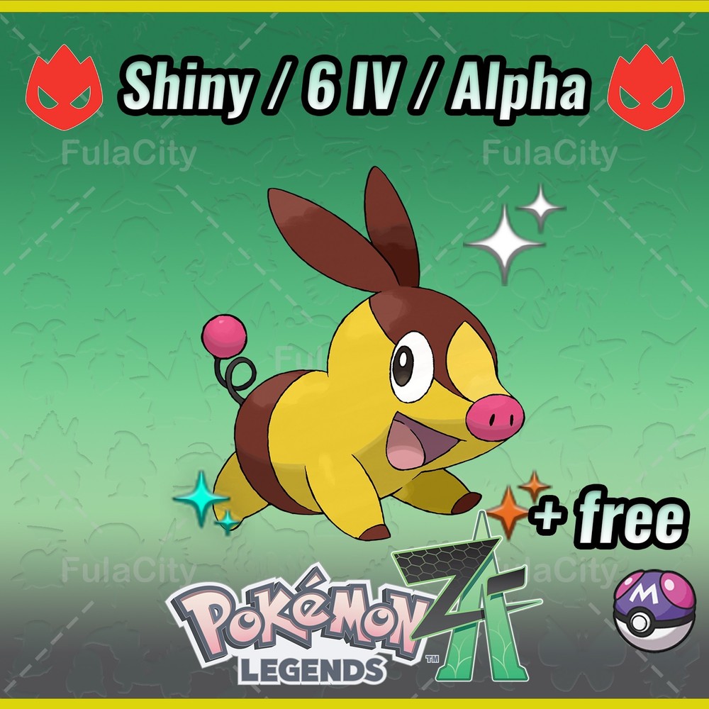 Tepig Pokemon Legends ZA ⚫ Shiny 6 IV 🟢 Alpha ⚫ @ Master Ball