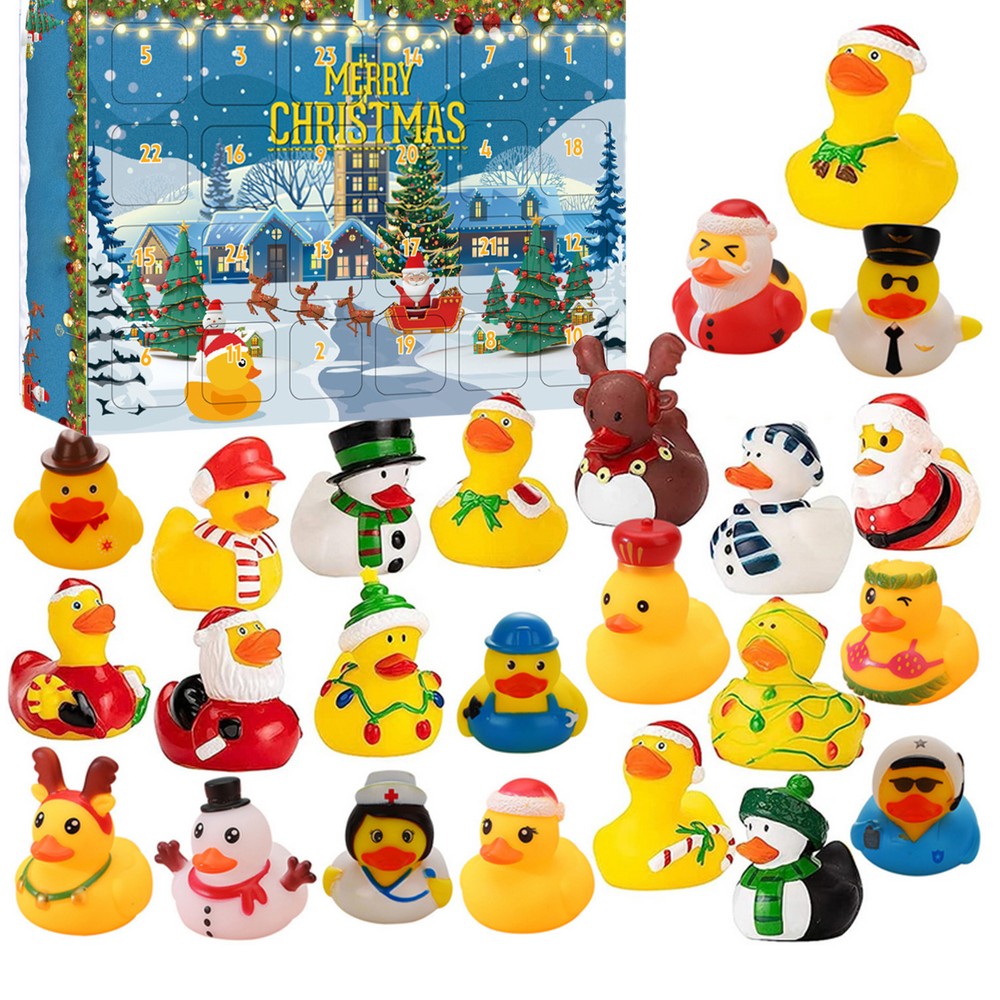 Yellow Duck Christmas Arrival Calendar Box Countdown Toy Set Countdown Calendar