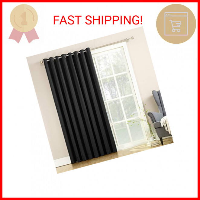 Sun Zero Barrow Energy Efficient Grommet Sliding Patio Door Curtain Panel, 100