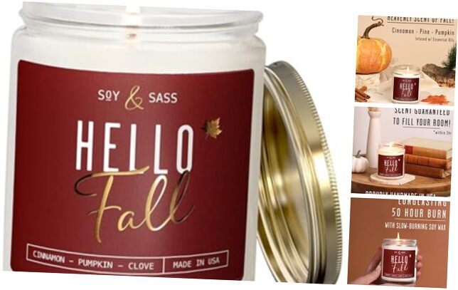 Fall Candles - 'Candle'' Autumn Scented Soy Candles for Home, Fall Hello Fall