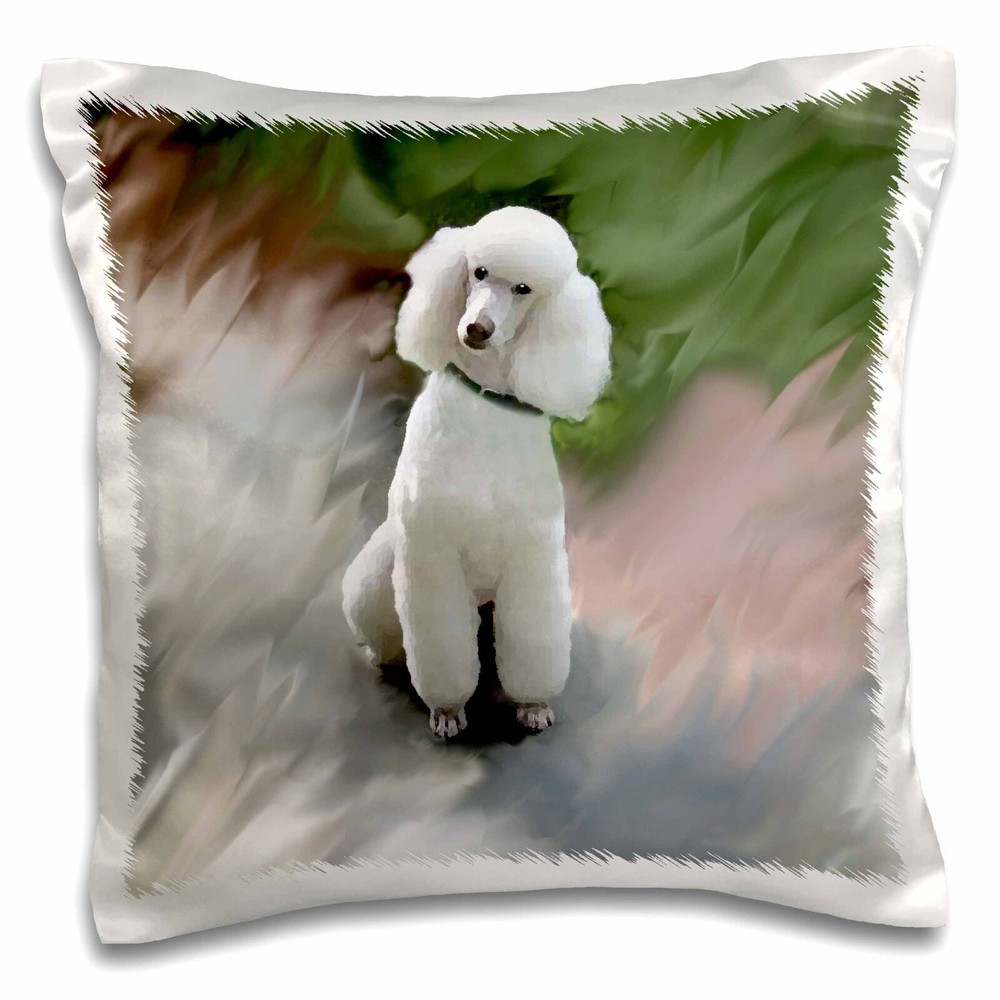 3dRose White Poodle 16x16 inch Pillow Case