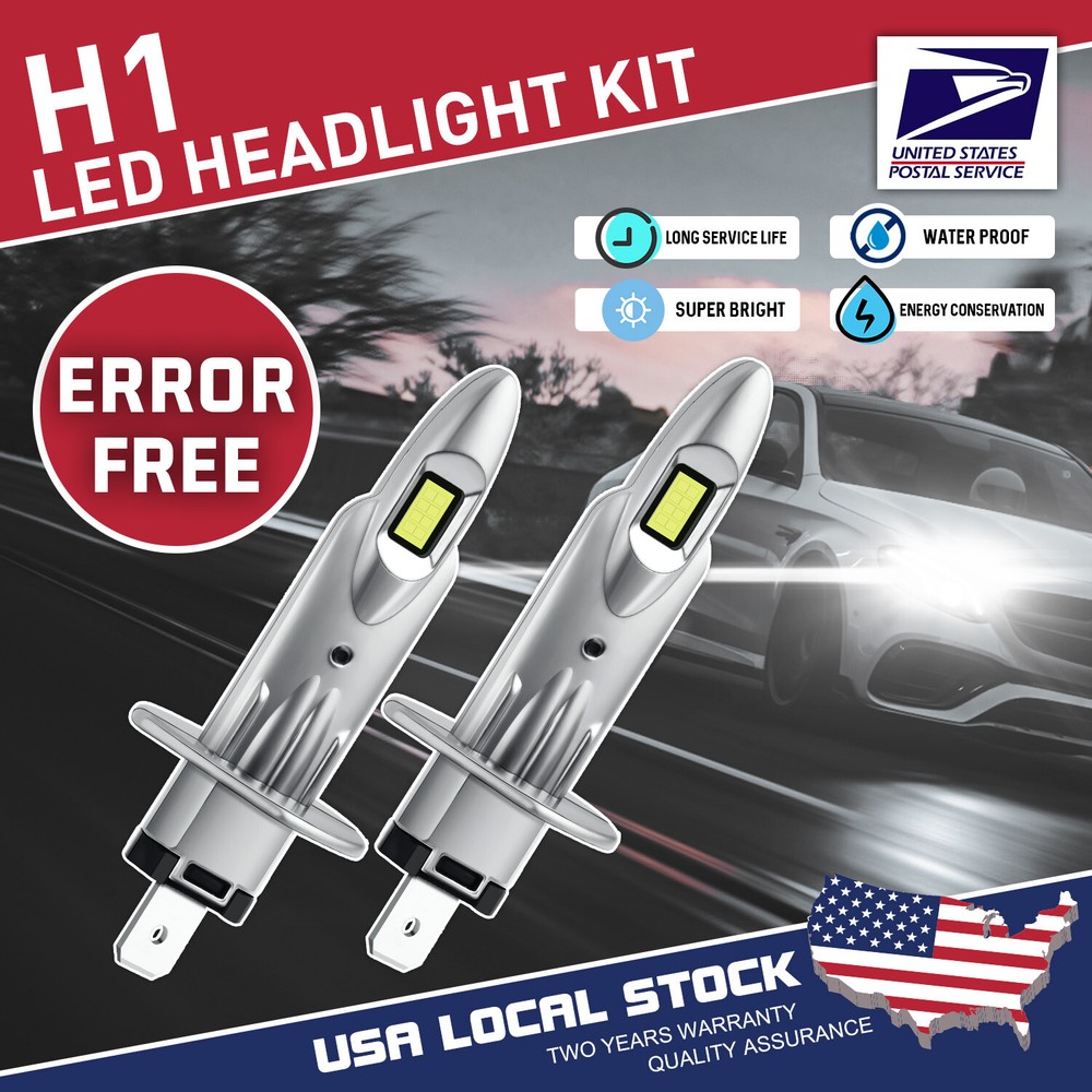 2Pcs H1 LED Headlight Modigt Bulbs Kit High Beam 6000K Super White Bright 100W