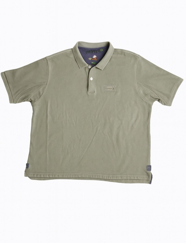 Orvis Men’s XXL Tall Green Polo Shirt Short Sleeve 100% Cotton Performance Shirt