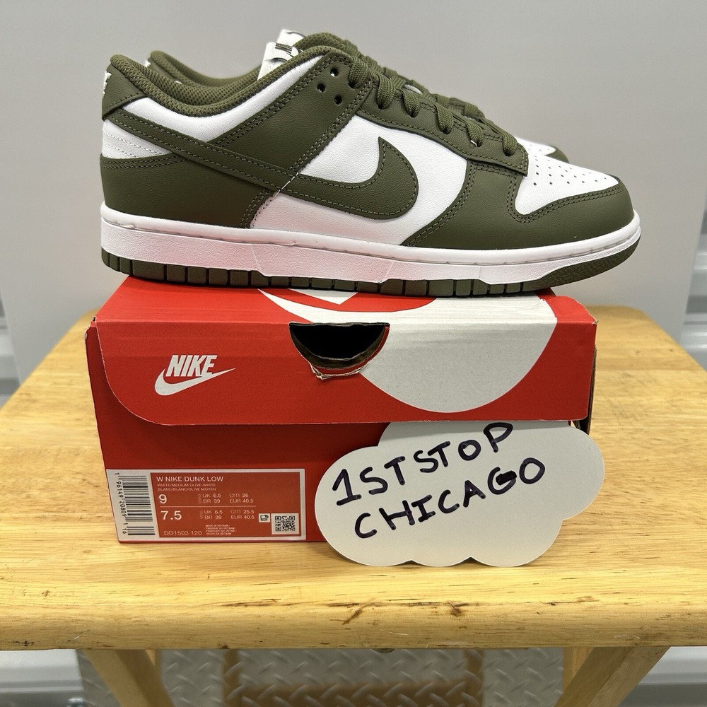 Nike Dunk Low Medium Olive Women DD1503-120 Size 9W/7.5M NEW Authentic Unisex