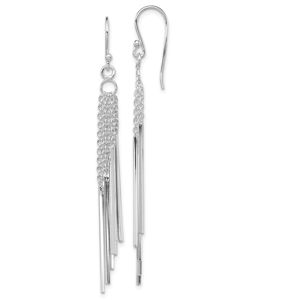 Sterling Silver Polished Five Chains & Bars Drop & Dangle Earrings 3.41gm L-69mm