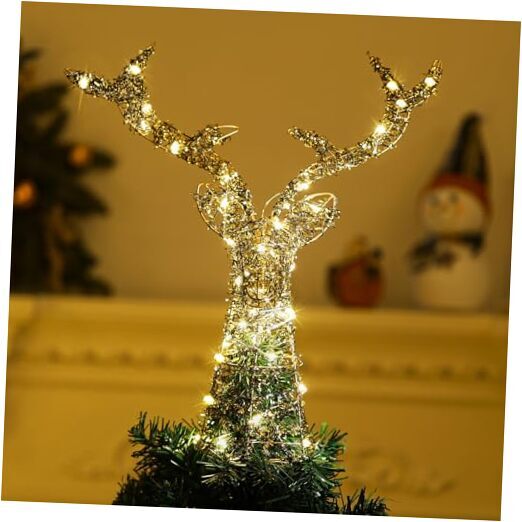 Christmas Tree Topper Battery Operated Reindeer Xmas Tree Deer Tree Topper