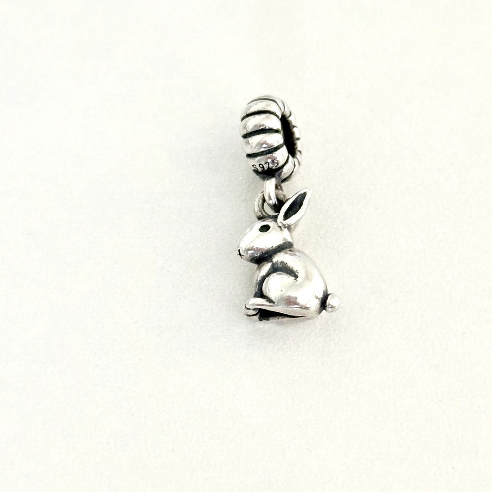 Pandora Retired 925 Sterling Silver Bunny Rabbit Dangle Charm  