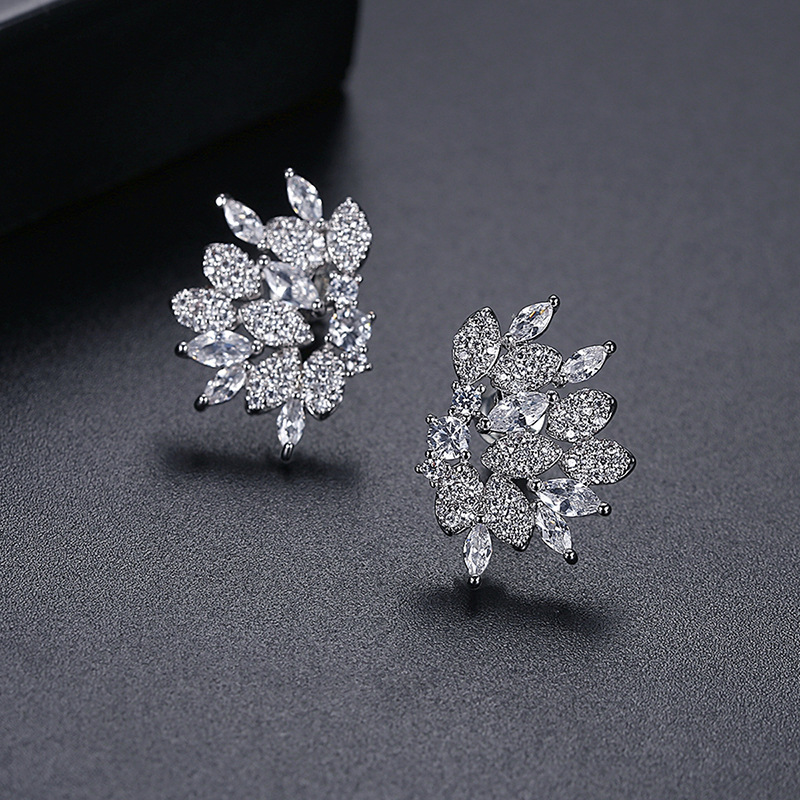 Copper Inlaid Zircon Earrings Fashion Women's Earrings Gold Plated Jewelry Gift