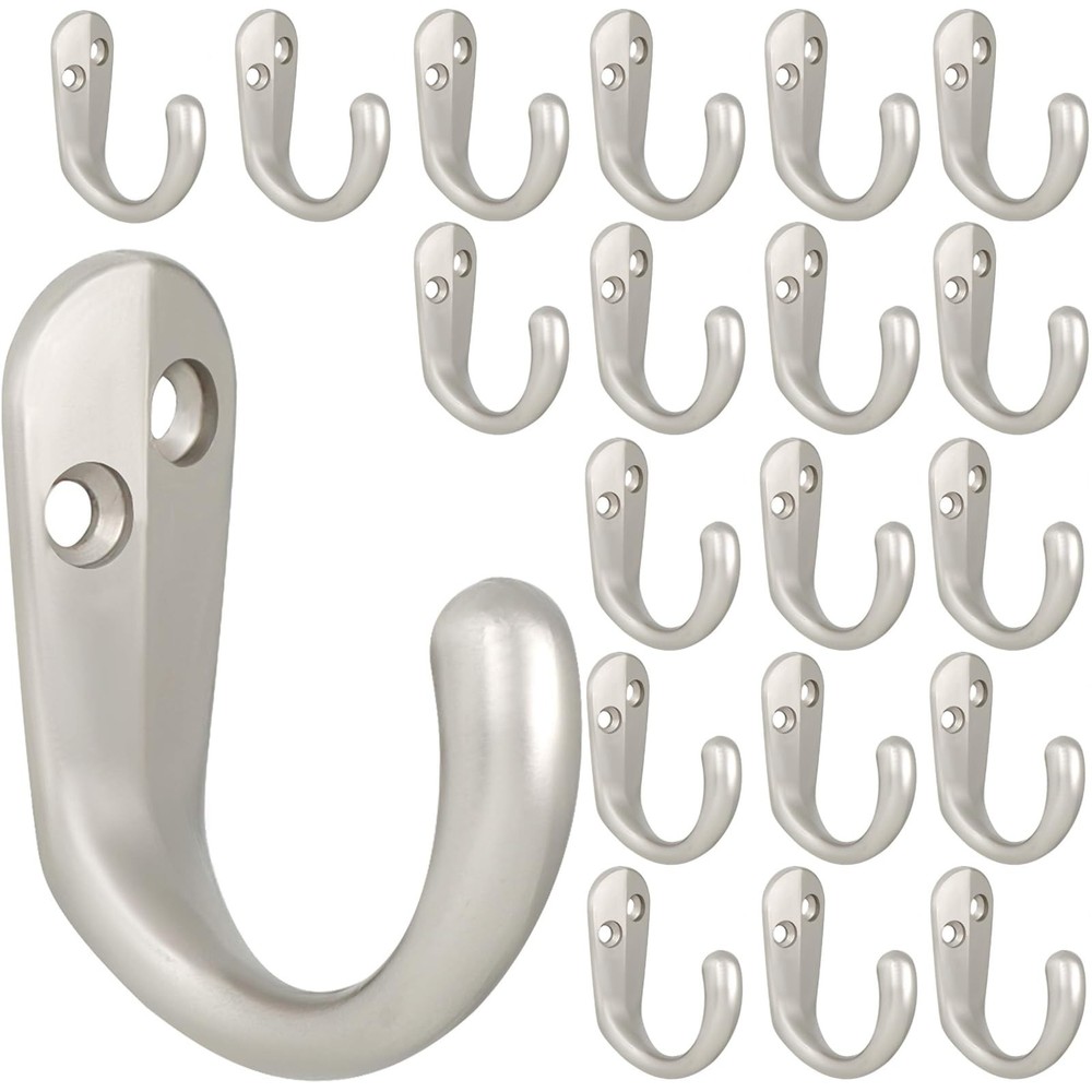 20PCS Coat Hooks Wall Mounted Single Prong Robe Hook for Hanging Towel Hooks ...
