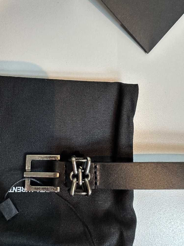 NWT YSL Saint Laurent Black Skinny Belt 100 Cm