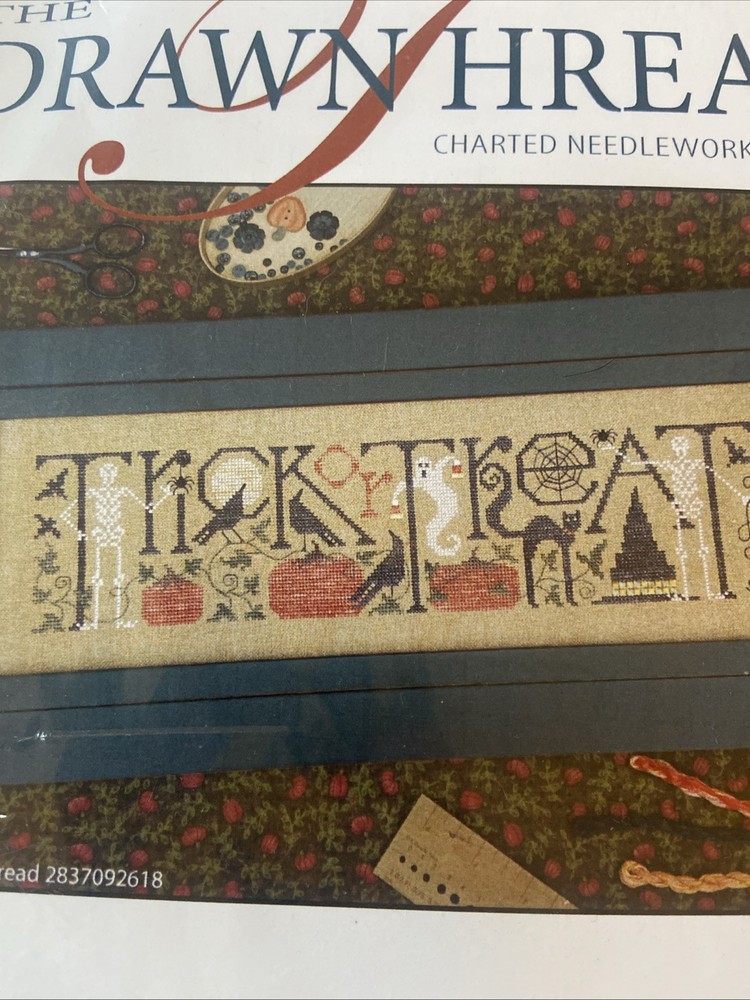 The Drawn Thread HALLOWEEN Trick Or Treat Counted Cross Stitch  Kit Started Read