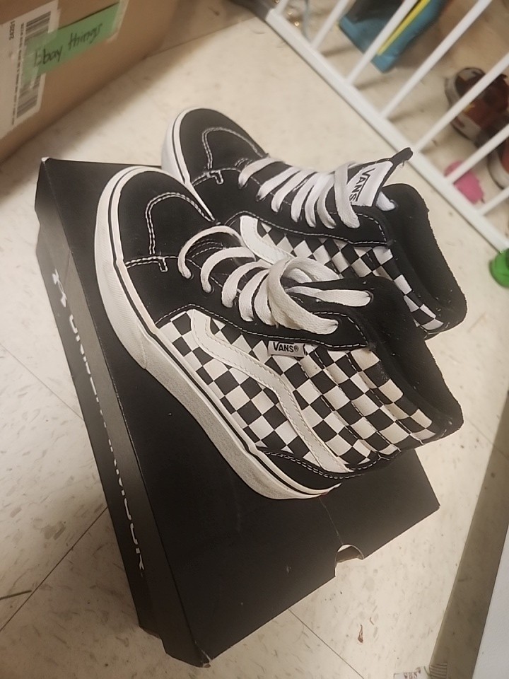 Vans SK8-Hi Checkerboard Black White Classic High Top Sneakers Size 1.5
