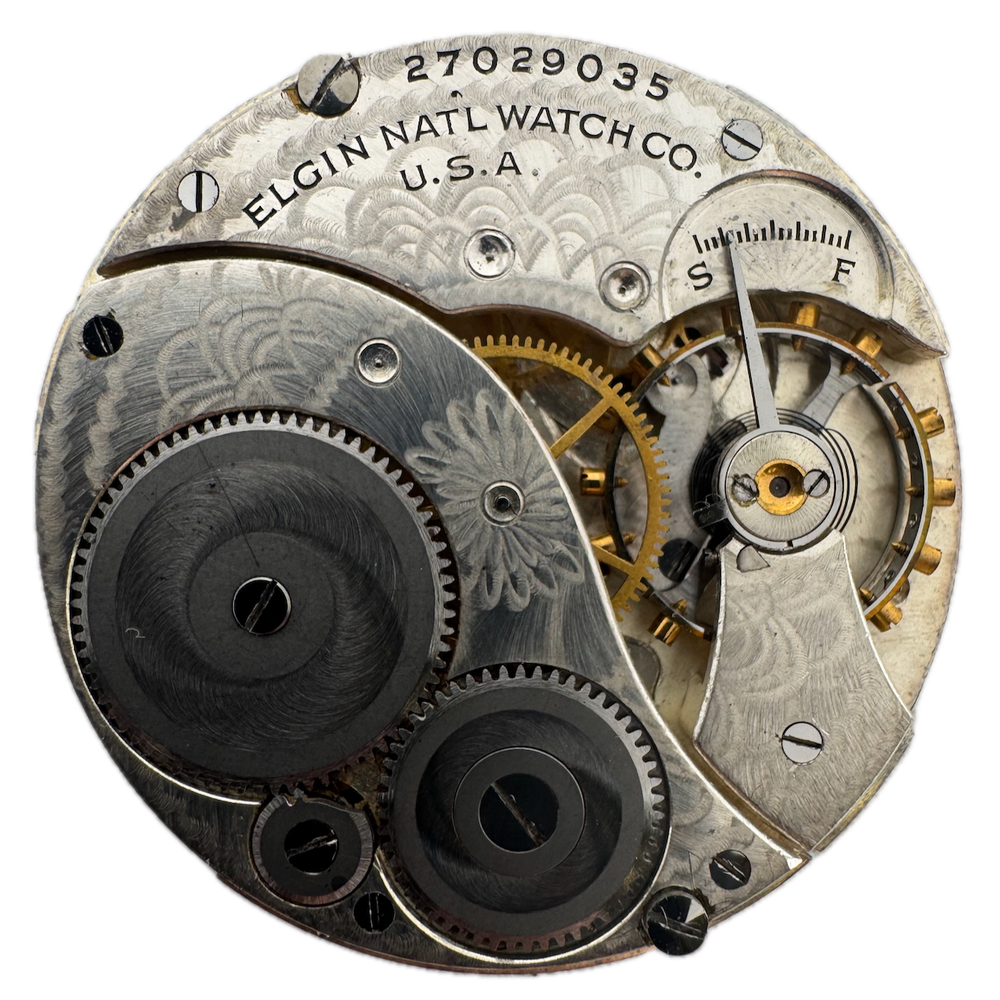 Antique 12 Size Elgin 7 Jewel Mechanical Pocket Watch Movement Grade 303 USA
