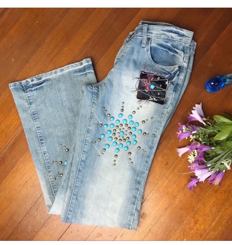 90s Retro Vanilla Embellished Jeans for Women