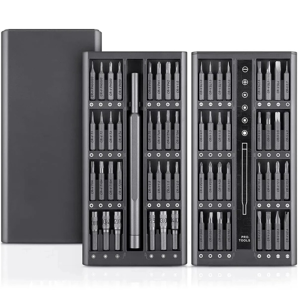 63-Piece Magnetic Precision Screwdriver Set with Phillips & Torx Bits for Electronics Repair