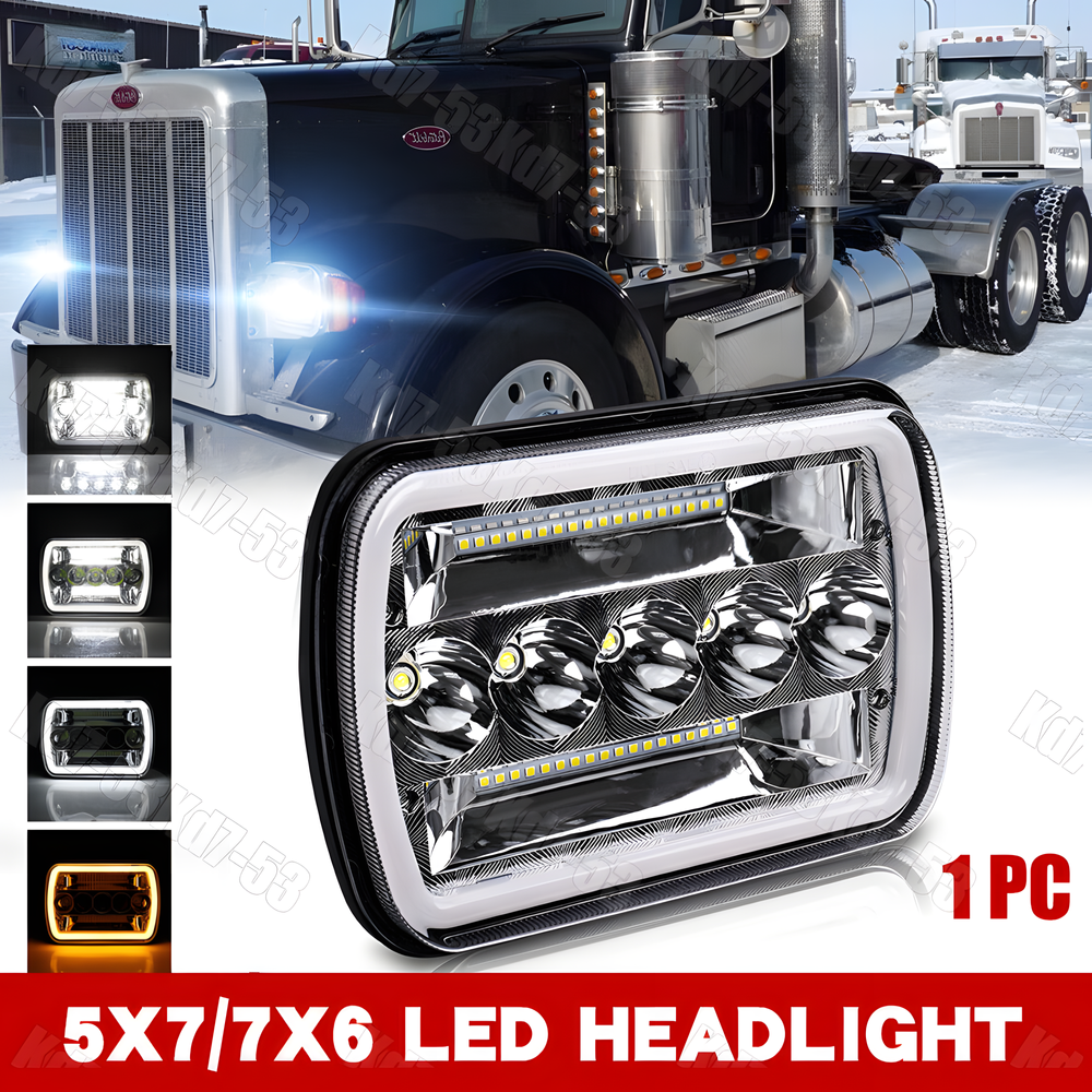 For Peterbilt 379 1x Square 5X7 / 7x6 inch LED Headlight lamp Hi-Low Sealed Beam
