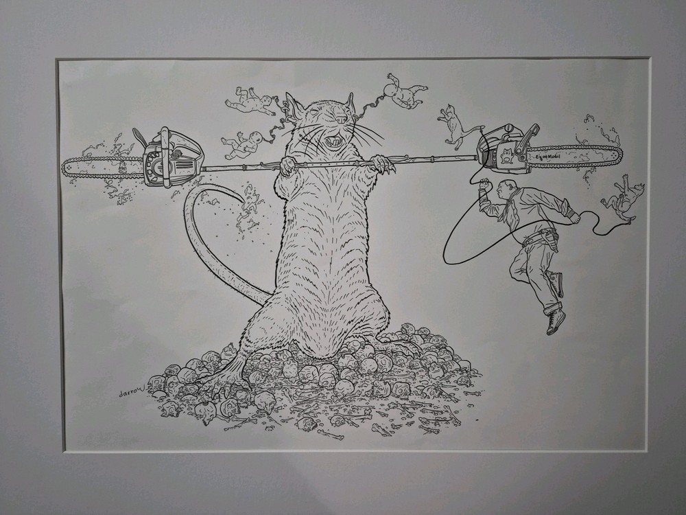 Shaolin Cowboy Vs Giant Rat by Geof Darrow Original Art Drawing STUNNING 22x15