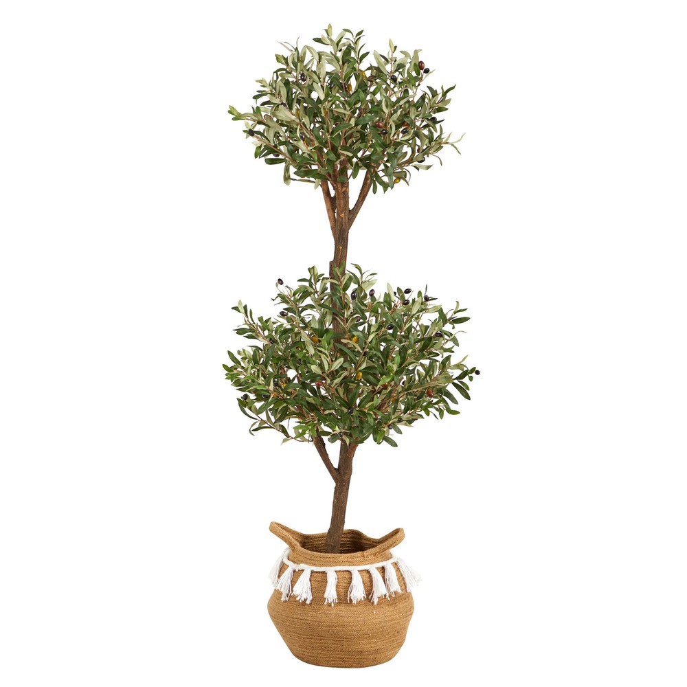 4.5 ft Double Topiary Artificial Olive Tree 5 ft Tall