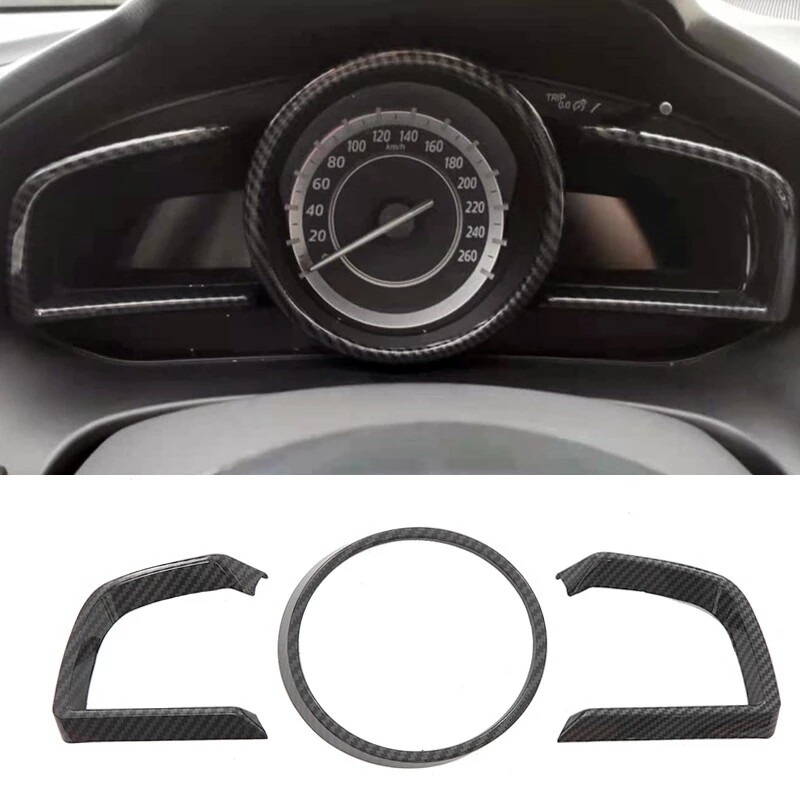 For Mazda 3 Axela 2014-2018 Carbon Fiber ABS Dashboard Panel Frame Cover Trim