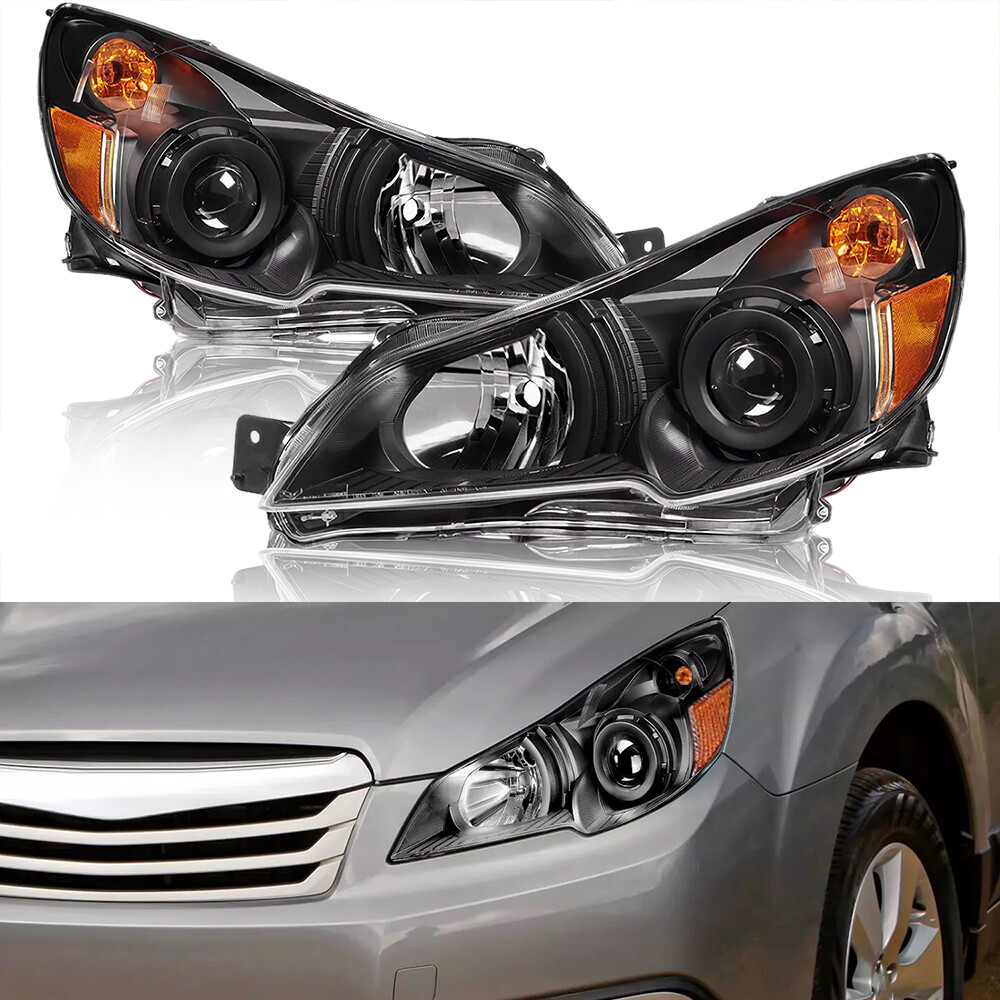 For 2010-2014 Subaru Outback Legacy Projector Black Headlights Lamp Assembly L+R