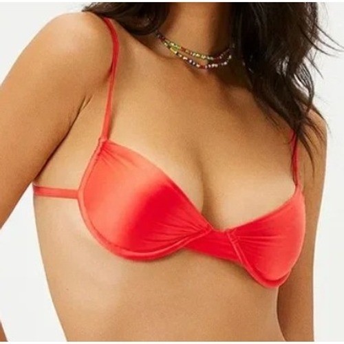 Frankies Bikinis Red Bikini Top Medium Swimwear Adjustable Straps