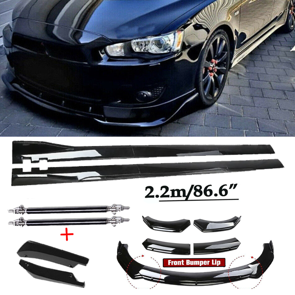 For Mitsubishi Lancer 2008-2015 Front Bumper Spoiler Body Kit /Side Skirt Glossy