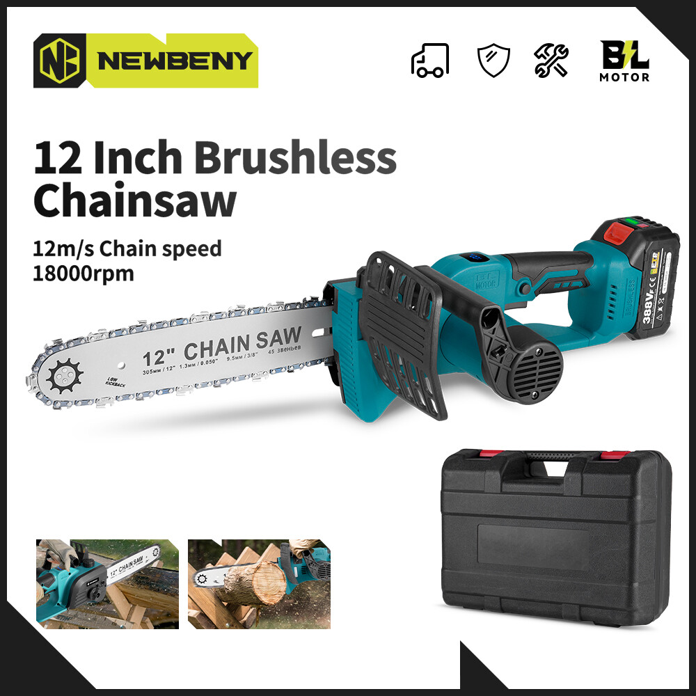 12-Inch Brushless Cordless Chainsaw with 2 Batteries and Charger