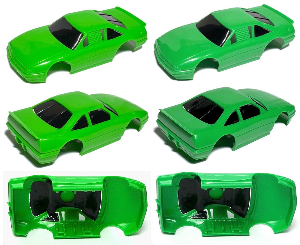 2pc 1990 Tyco HO Slot Car Pontiac Grand Prix Wide Body Green Test Shot Variation