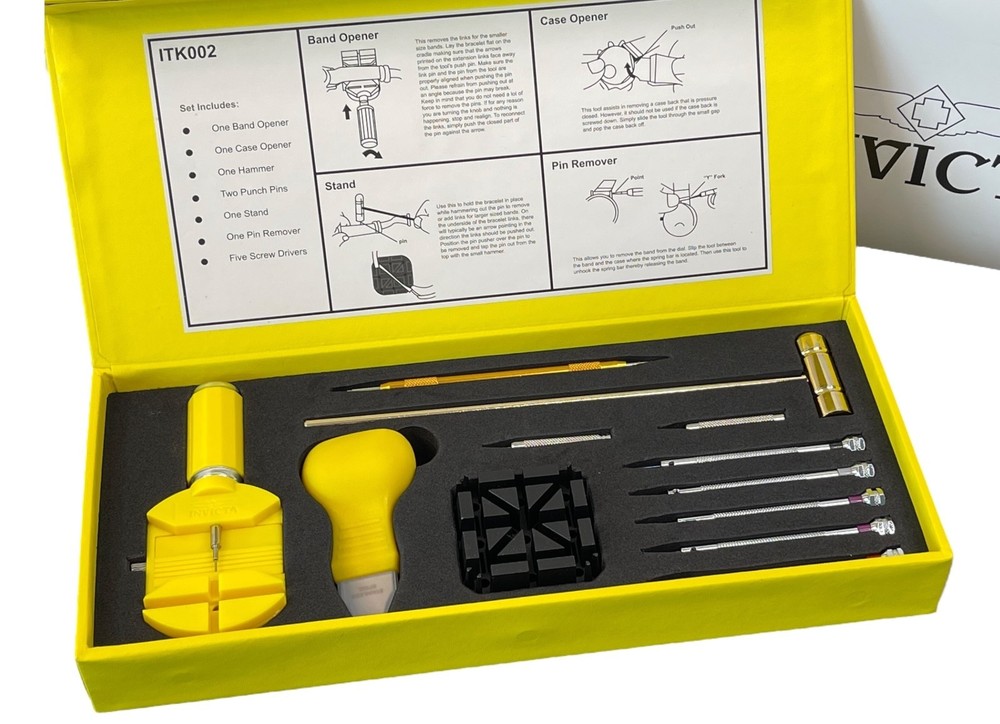 Invicta Watch Repair Kit 12-Piece Set with Band & Case Opener Tools
