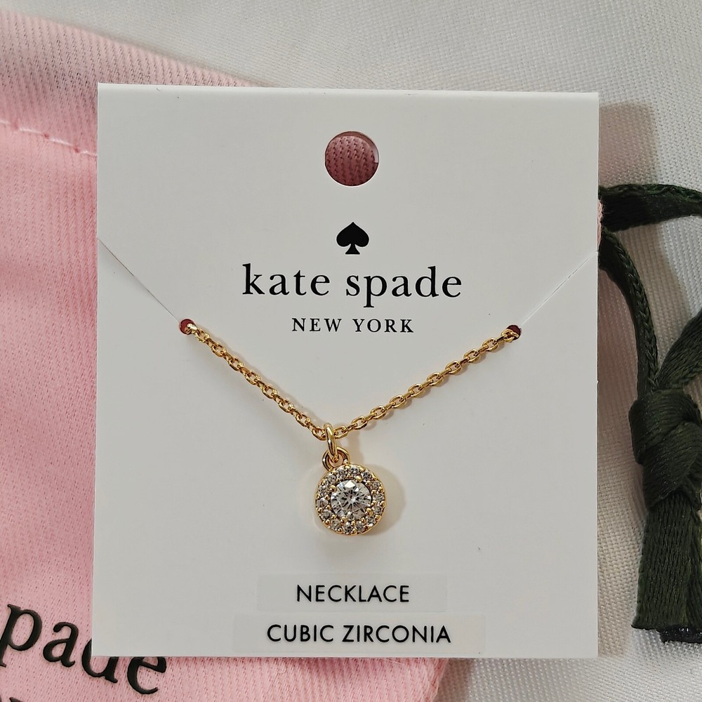 NWT Kate Spade You're A Gem Pave Halo Pendant Necklace KK012 with Dust Bag $59