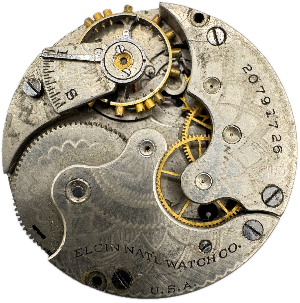 1918 Elgin 7 Jewel Antique Hunter Pocket Watch Movement 286 USA