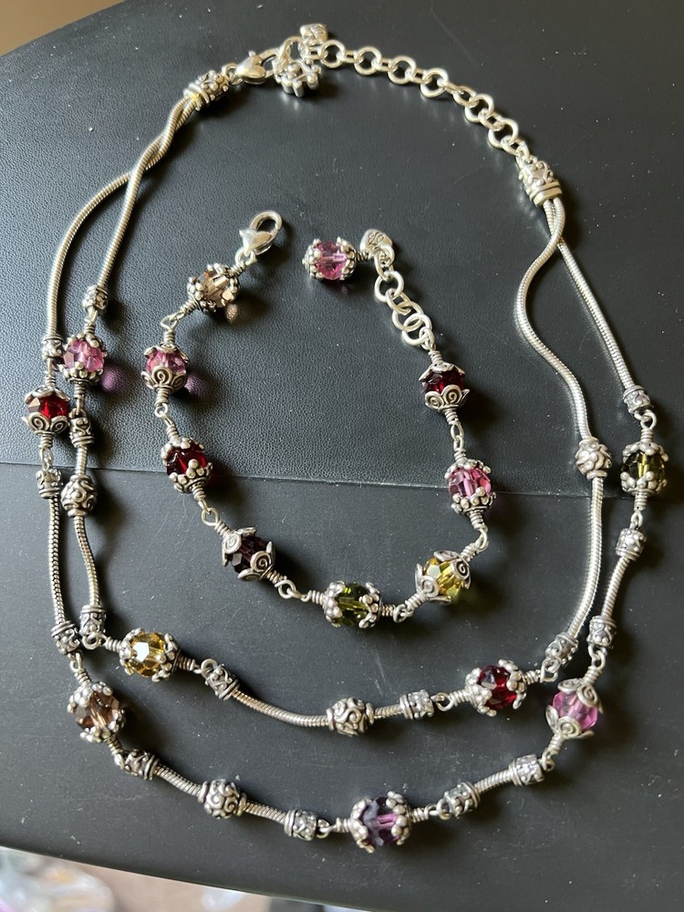 Brighton Scroll Faceted Glass Necklace Bracelet Jewelry Set