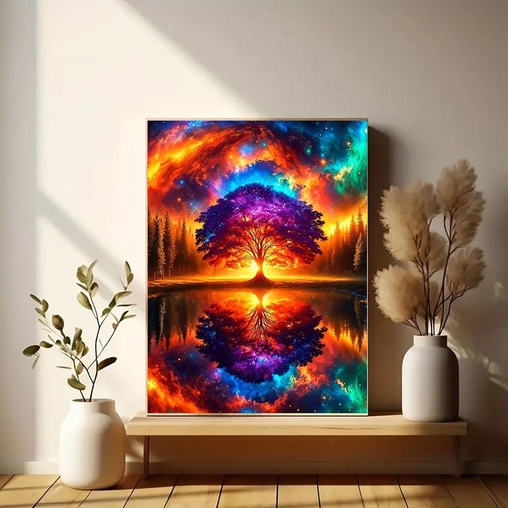 5D Diamond Painting Kit – Astral Tree, Full Round Drill, DIY Gem Art (12x16in)