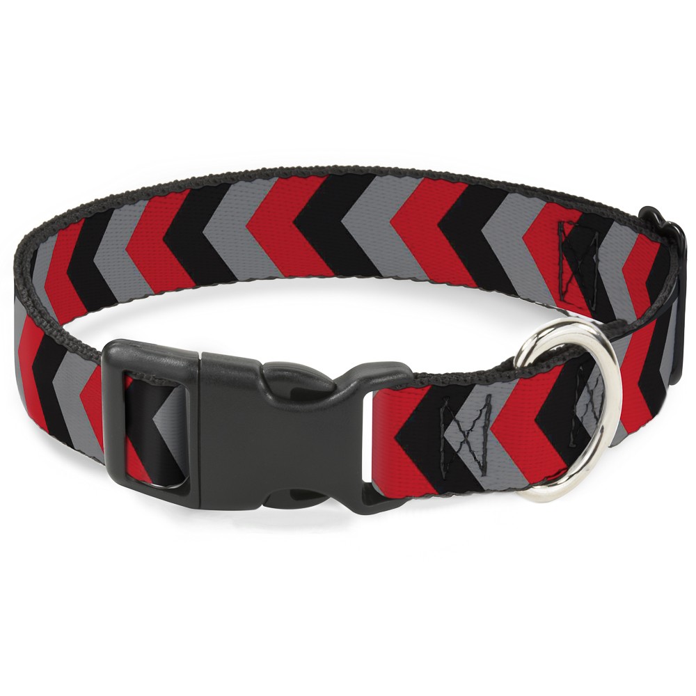 Plastic Clip Collar Chevron Red/Black/Gray Large 15-24