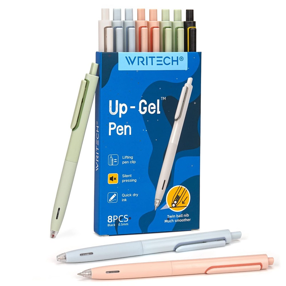 WRITECH Gel Pens Fine Point: 0.5mm No Smear & Smudge Black Ink Pen Click for ...