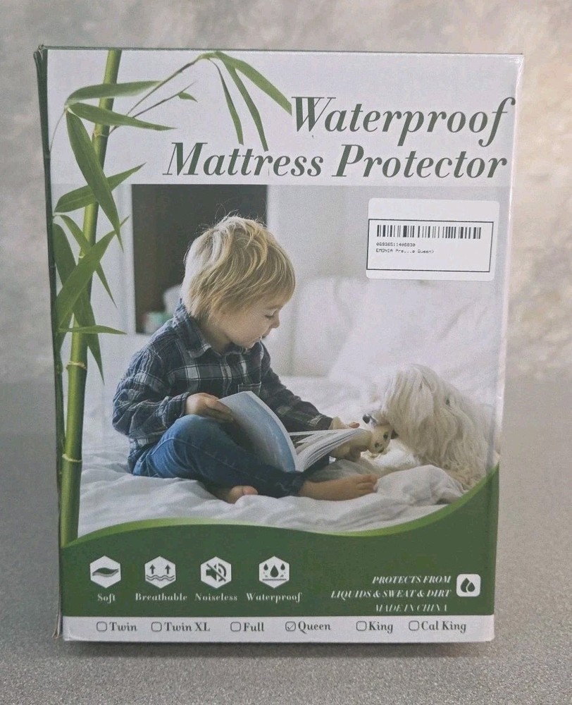 Cooling Queen Bamboo Mattress Protector Waterproof Eco-Friendly Stain Resistant
