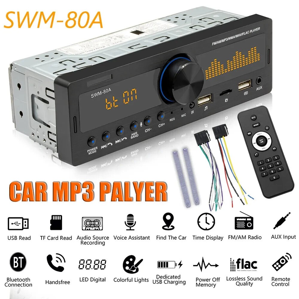 FM Single DIN Car Stereo MP3 Player Bluetooth Handsfree USB AUX IN Audio Radio