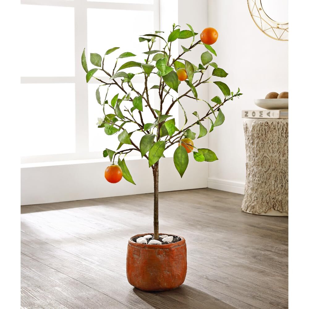 Faux Artificial Decorative 33-Inch Potted Orange Tree Indoor Home Collection  