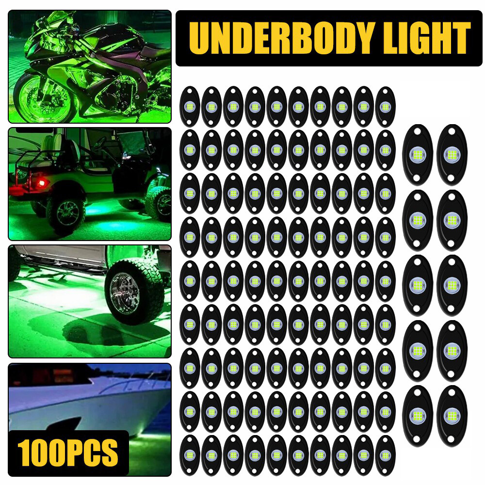 Green LED Rock Kit Lights for Off-Road Trucks, Golf Carts, Wheel Underglow 100Pods