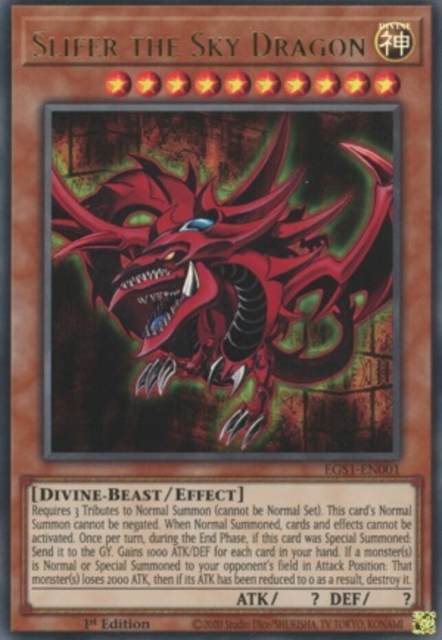 Slifer the Sky Dragon Ultra Rare 1st Edition Near Mint EGS1-EN001