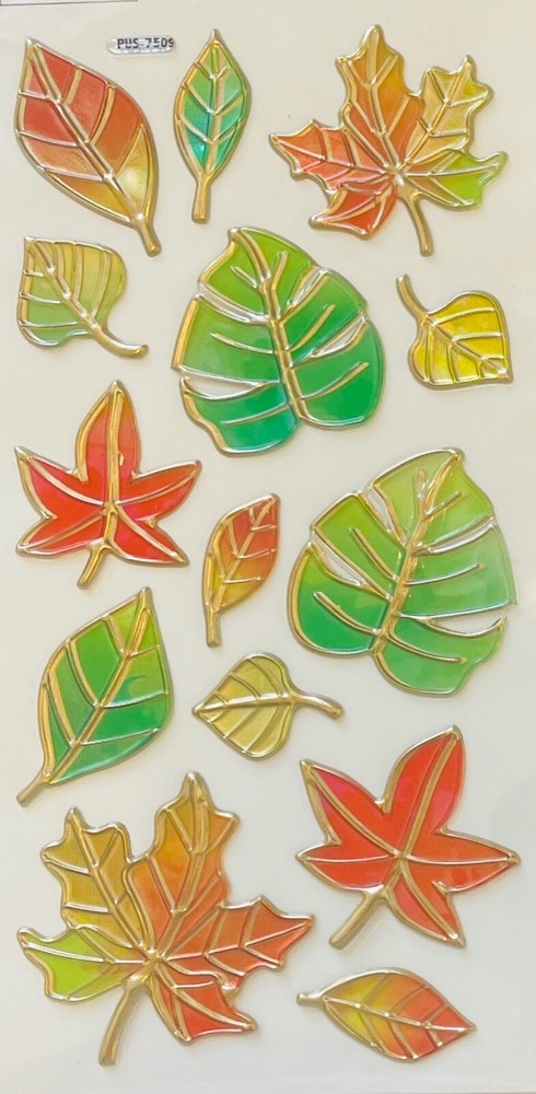 Faux Stain Glass Fall Leaves Stickers Planner Supply Papercraft Crafts Autumn